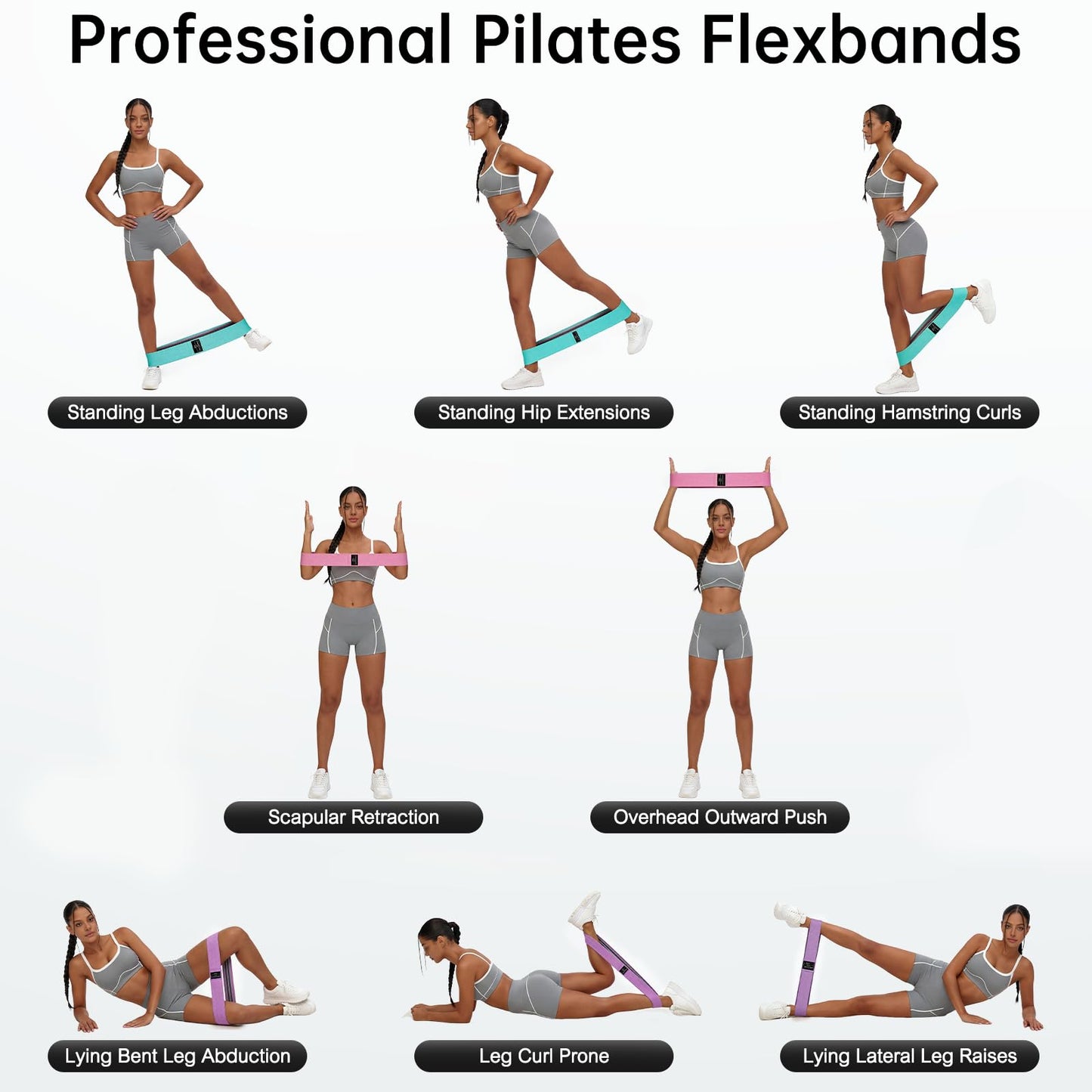 Renoj Resistance Bands for Working Out: 3-Set Professional Exercise Bands for Pilates, Yoga, Home Gym, Booty, Leg Training | Heavy/Medium/Light Fabric Loops for Women Men