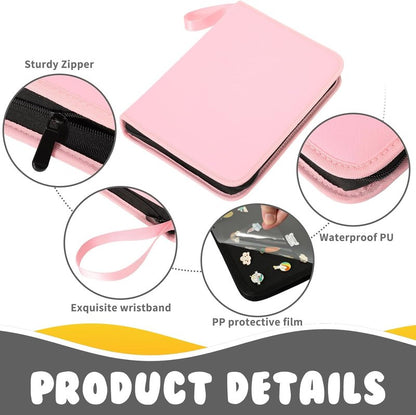 Enamel Pin Display Book - 6-Page Portable Pin Trading Organizer | PU Pink