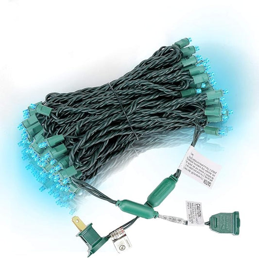 100 Counts Aqua LED Christmas Lights – 50ft 5mm Aqua Christmas Lights Outdoor Commercial Grade Waterproof, Indoor Christmas Tree Decorations, Green Wire Mini Aqua String Lights, UL, IP:65