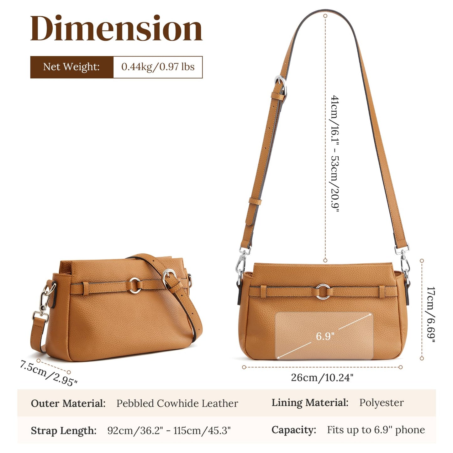 S-ZONE Genuine Leather Crossbody Bags for Women Small Leather Purse Cross Body Soft Shoulder Handbag Trendy