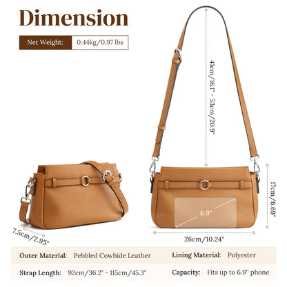 S-ZONE Genuine Leather Crossbody Bags for Women Small Leather Purse Cross Body Soft Shoulder Handbag Trendy