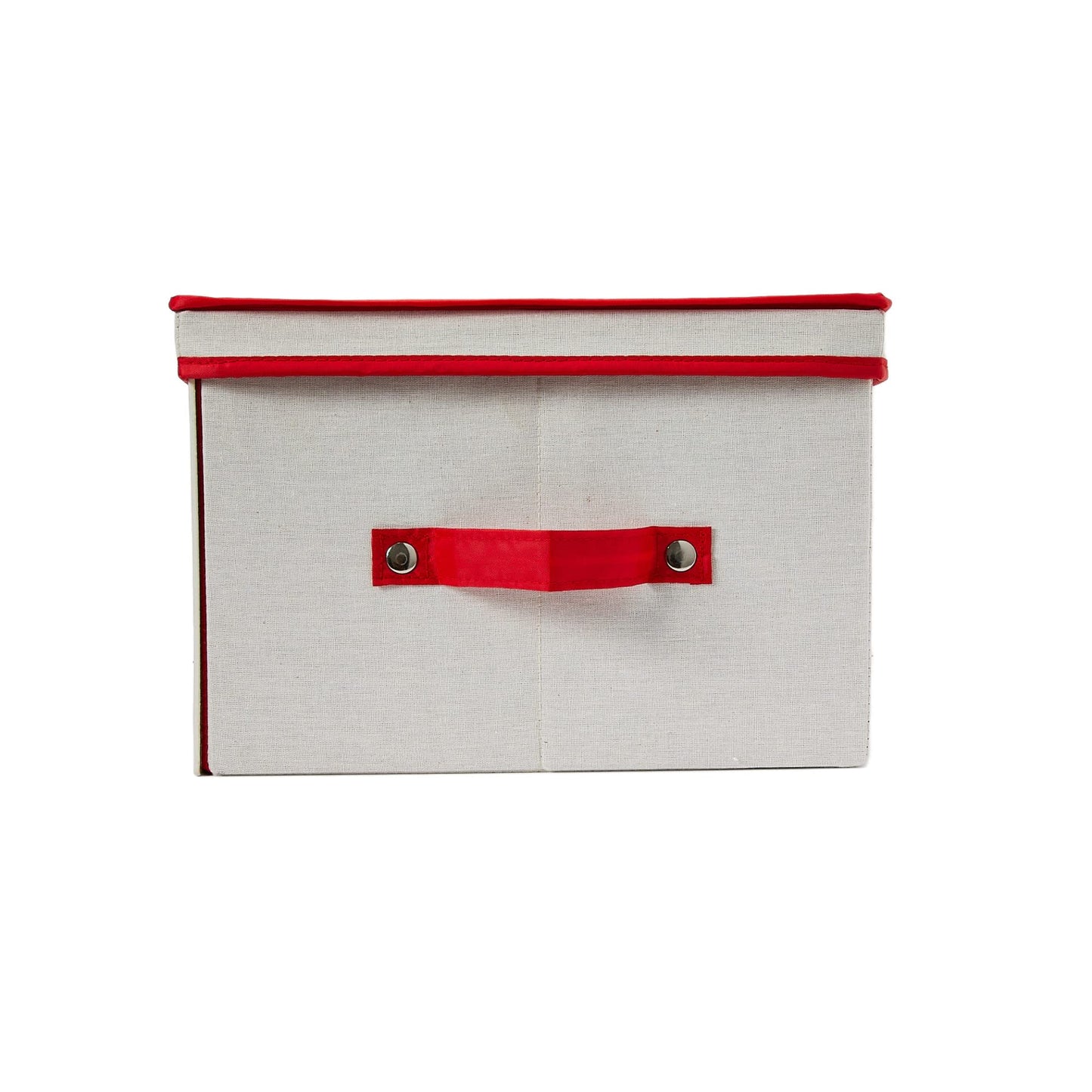 Household Essentials Medium Candy Cane Ornament Storage Box in Cream Polyester and Cardboard