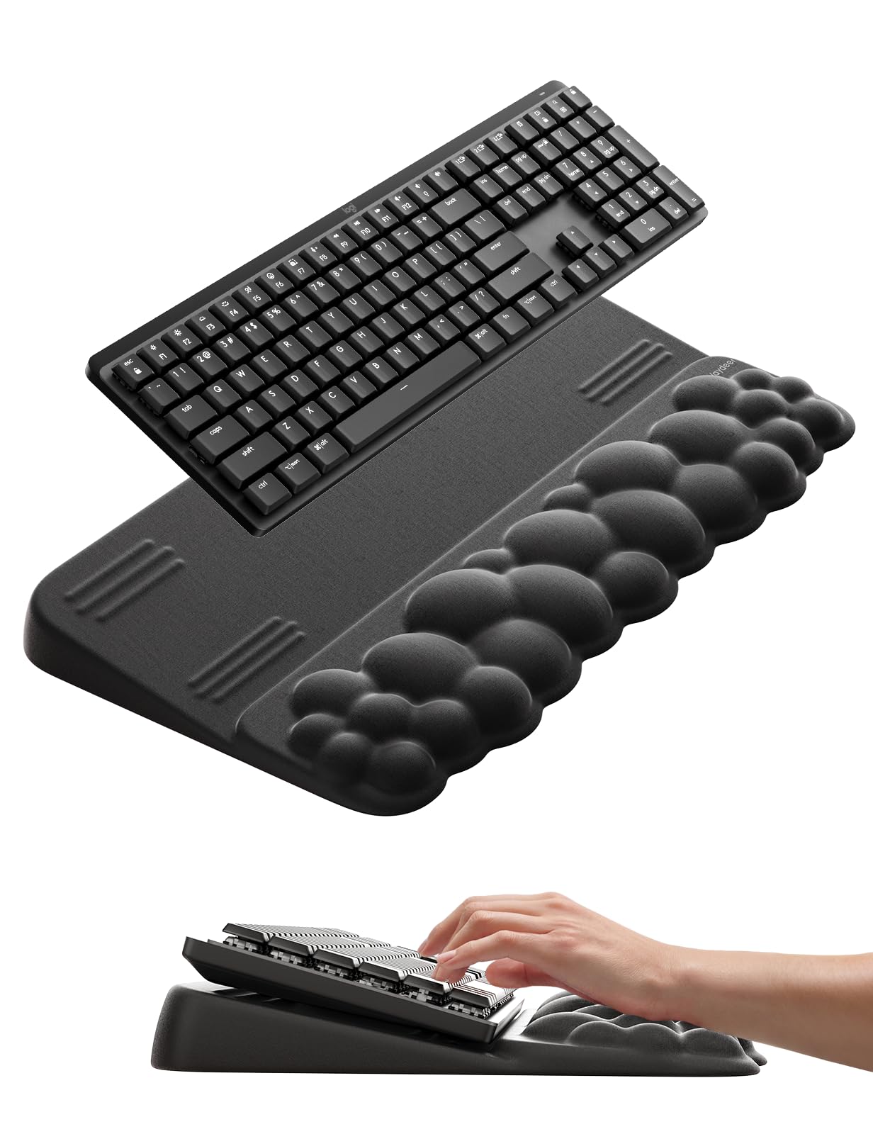 Vaydeer Cloud Wrist Rest with Keyboard Stand, Computer Wrist Support Pad Soft Memory Foam, Ergonomic Keyboard Riser Holder Lifter Tilted Wrist Cushion for Desk, Palm Hand Typing for Office Home Gaming