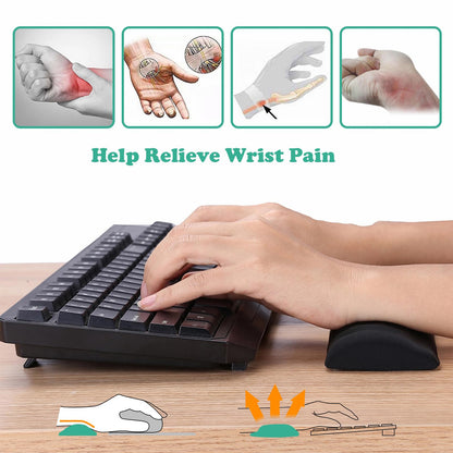 Keyboard Wrist Rest & Mouse Wrist Rest Set, Memory Foam Ergonomic Wrist Pad for Computer Keyboard Laptop Wrist Support, Arm Rest for Desk Accessories in Home Office School(Black)