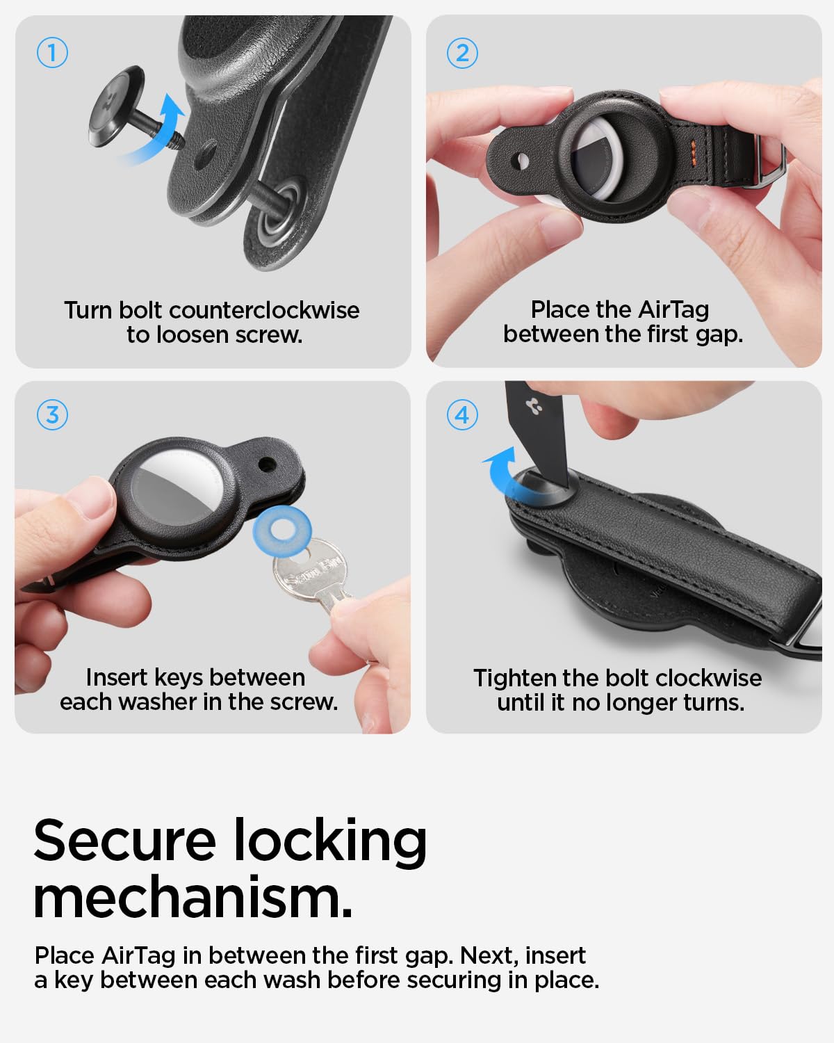 Spigen Valentinus Pro AirTag Key Organizer Designed for AirTag 2nd Gen (2026) & 1st Gen Case, Holder, Keychains, Key Ring Up to 5-6 Keys (Device Not Included) - Black