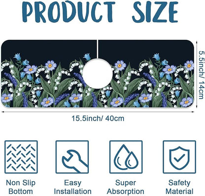 Blooming Lilies Kitchen Sink Splash Guard Faucet Mat Valley Lilies Flowers