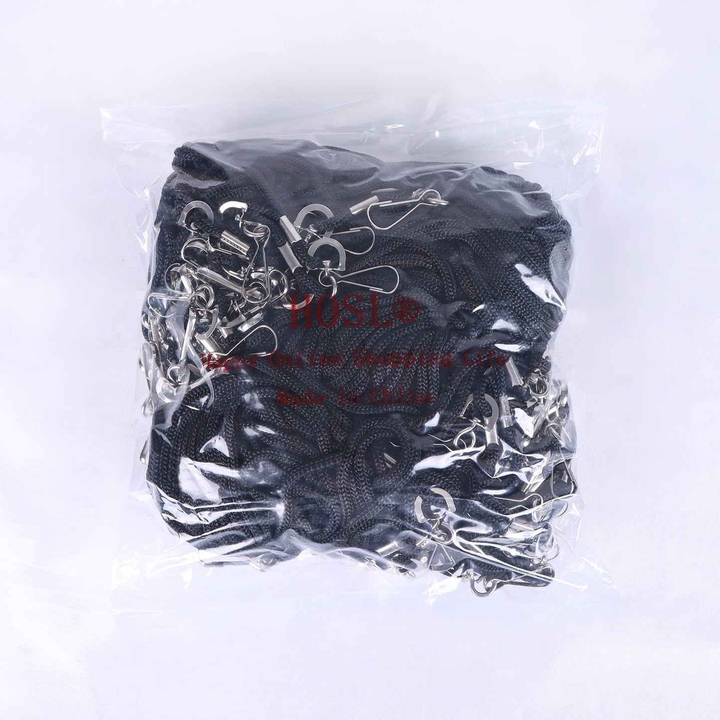 HOSL Black Nylon Lanyards, 100 Pack Bulk Office ID Card Lanyards with Swivel Hook (Modern/Fitted, 19 inches, 1.54lb)