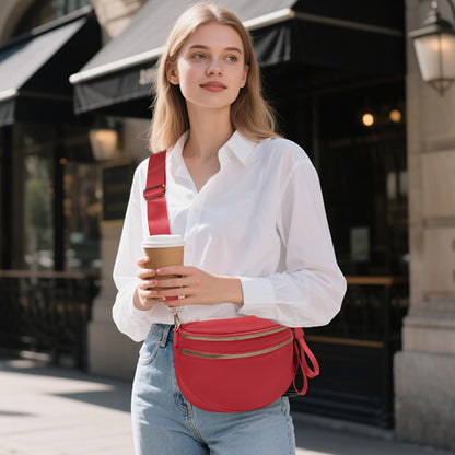 Nylon Crossbody Bags Bum Bag for Women Large Sling Bag Purse with Adjustable Strap（Black）