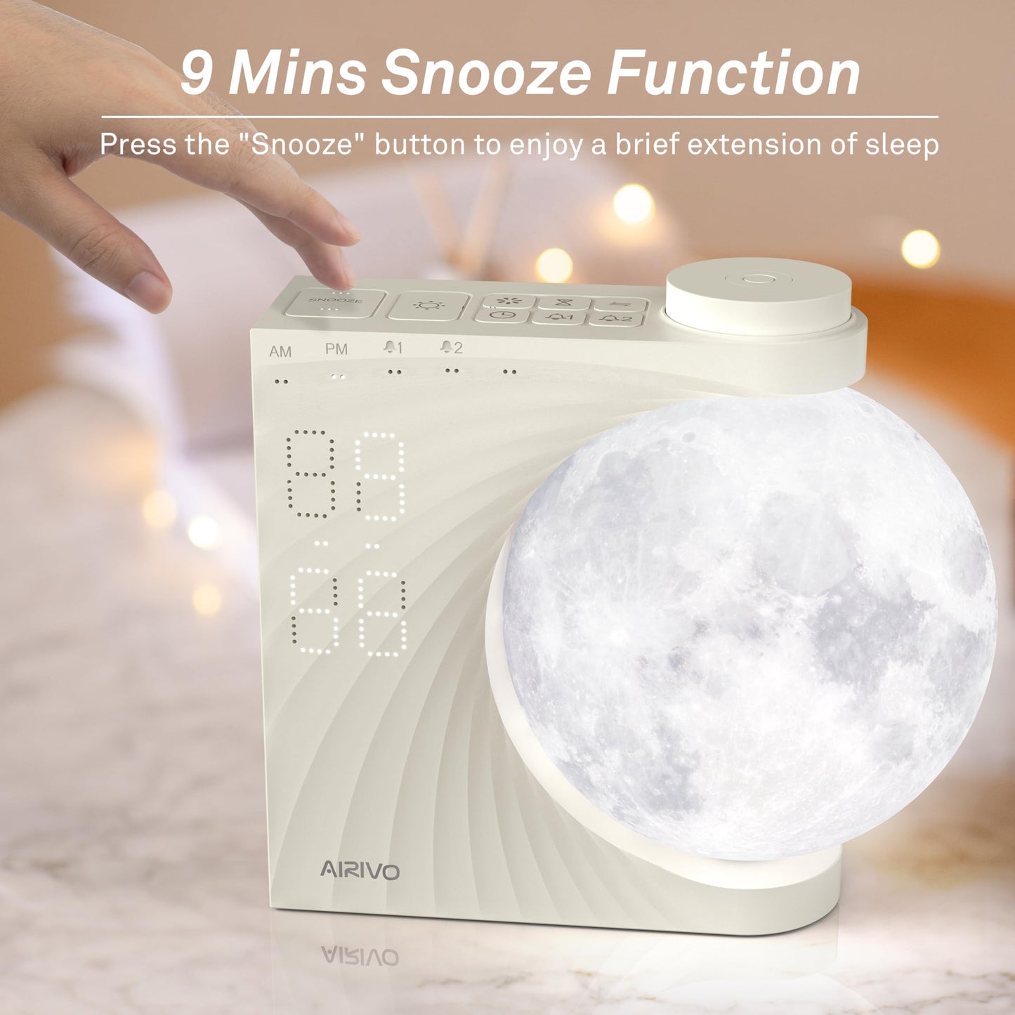 AIRIVO Sunrise Alarm Clock for Bedrooms, Wake Up Light & Sound Machine, Moon Night Light with Dual Alarms, 15 Sounds, 12 Volume Levels, Snooze for Kids Teens Heavy Sleepers