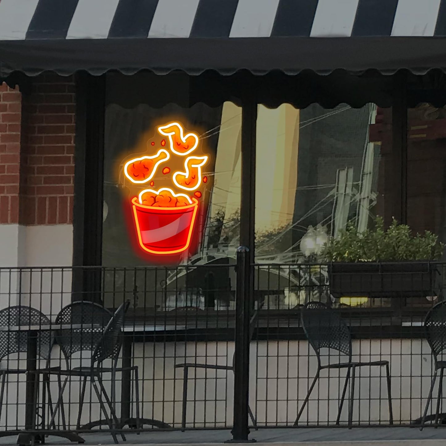 Fried Chicken Neon Sign, Chicken Led Light USB Powered Dimmable LED Sign for Street Food Neon Light, wall light retro, fast food sign, decor bar, fried chicken sign, Food Signs for Buffet