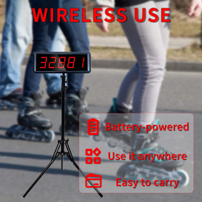 Ousmile Wireless Laser Timer for Sprints, Laser Sprint Timer System for Track 40 60 Yard Dash, Race Clock Stopwatch for Running Speed Tranning(2 Sets, High Stand)