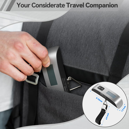 Luggage Scale Dr.meter Travel Essentials Luggage Weight Scale Backlight LCD Display 110lb/50kg Electronic Balance Digital Postal Travel Accessories with Rubber Paint Handle Temperature Sensor Silver