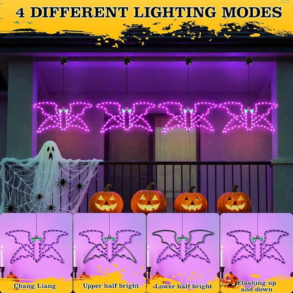 Halloween LED Bat Light, Single Hanging Bat, Indoor & Outdoor Halloween Decor, 4 Light Modes, Timer Function, Perfect Yard & Party Decoration