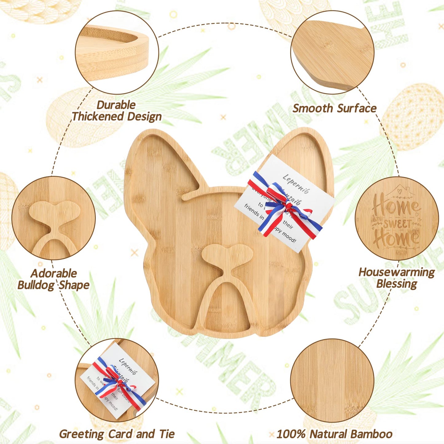 A AIFAMY French Bulldog Cheese Board, 12" inch Frenchie Charcuterie Boards Extra Large Bamboo Funny Serving Tray Aperitif Platter Dog Gift for Housewarming Bachelor Party Thanksgiving Christmas