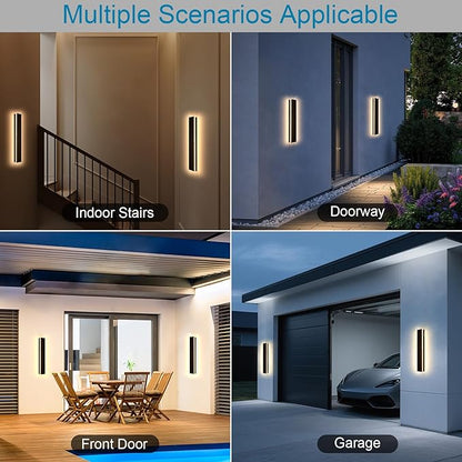31.5inch Black Modern Outdoor Wall Light, Long Outdoor Sconce Lights, IP65 Waterproof Wall Mounted Light, 3000k Linear Modern Outside Lights for House, Garage, Front Door, Exterior 24W
