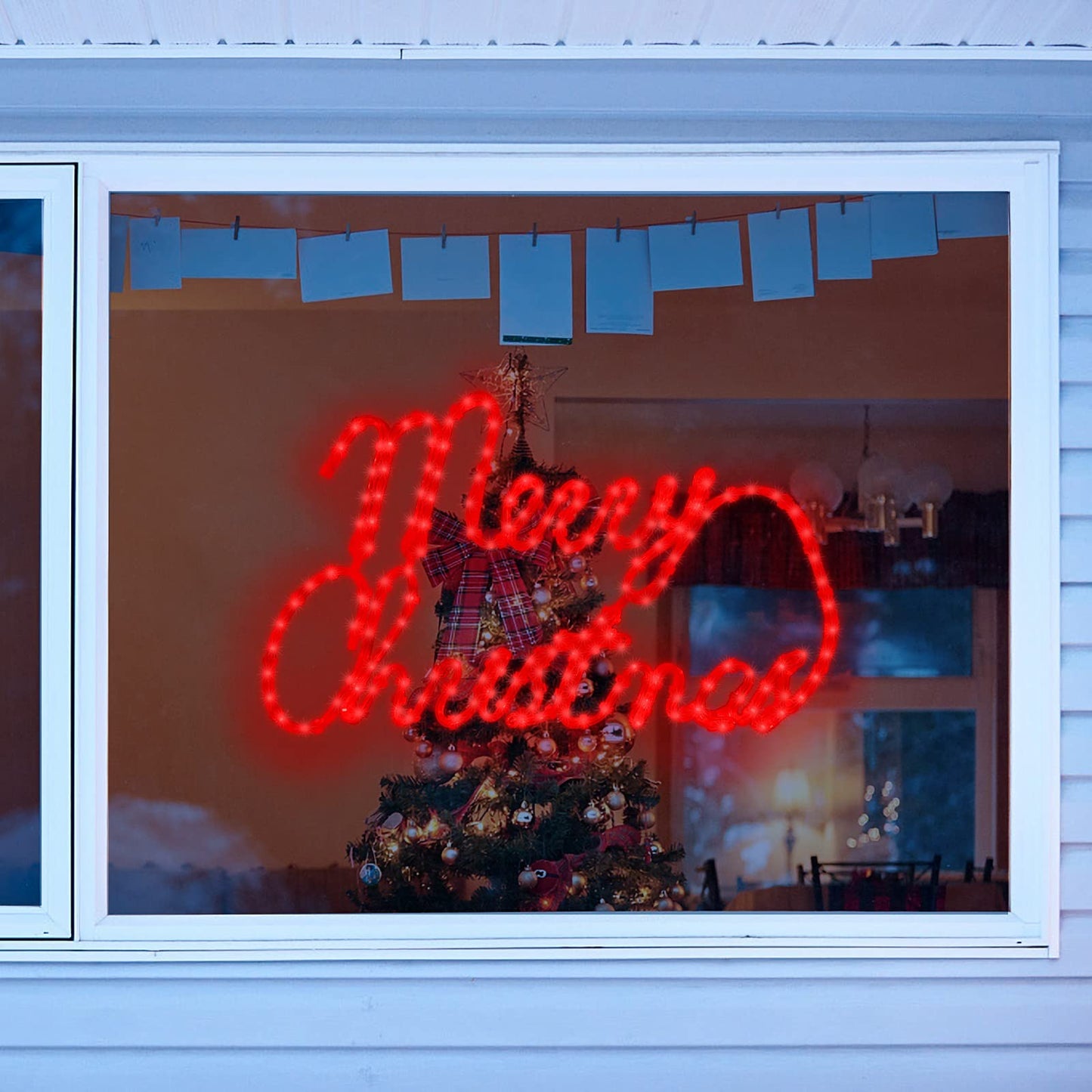 Xmasnova 24 Inch Christmas Window Silhouette Lights,Merry Christmas Window Silhouette Lights,Double Side Lamp Decoration for Holiday Indoor Wall Door Glass Decorations