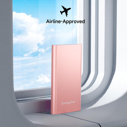 EnergyCell Pilot 4GS Portable Charger 12000mAh Fast Charging Power Bank Dual 3A High-Speed Output Battery Pack Compatible with iPhone 16 15 14 13 12 11 and More (Rose Gold)