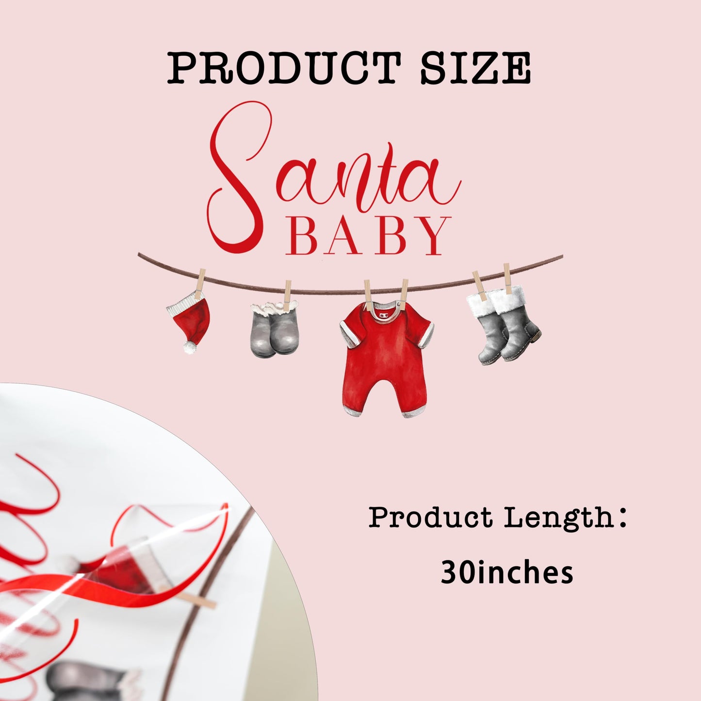 UDOTE Christmas Baby Shower Backdrop -Santa Baby Christmas Photography Background for Kids Newborn Winter Xmas Baby Shower Party (Chrismas wall Decal)