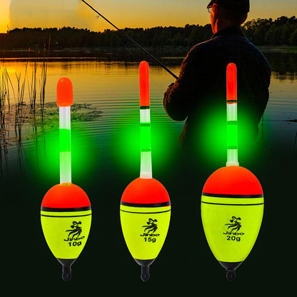 3pcs 10/15/20g Luminous Fishing Night Float Tubes Light Float Plastic Bobber Sea Rock Fishing Striking Floats Tools