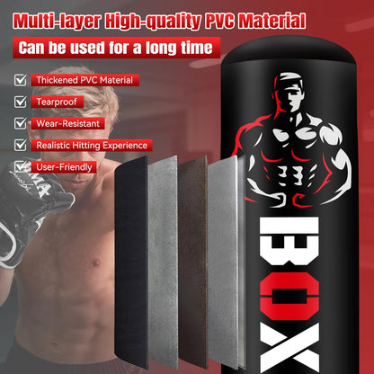 Heavy Punching Bag for Adults Teens, 70" Freestanding Punching Bag with Stand Kickboxing Bags, Women Men Heavy Boxing Bag for Beginners Training MMA Karate Muay Thai Fitness