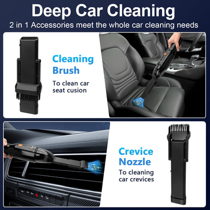 Libershine Handheld Vacuum Cordless Rechargeable, 9500PA Car Vacuum Cleaner Strong Suction, Car Vacuum Portable Cordless with 150ML Dust Cup, Stand for Car, Home, Office