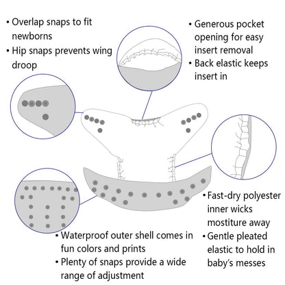 ALVABABY Baby Cloth Diaper 6 Pack with 12 Inserts One Size Cloth Diaper Covers Adjustable Washable Reusable for Baby Girls and Boys