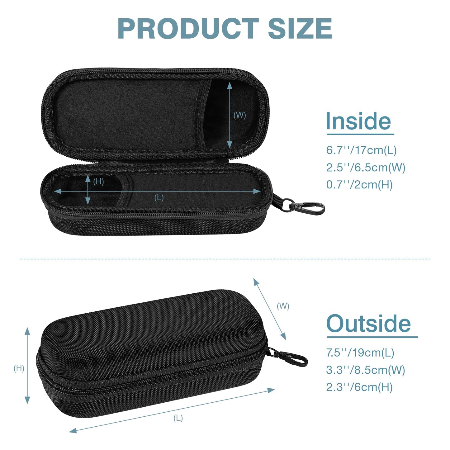 MoKo Double Eyeglass Case, Hard Shell Dual Glasses Case, Portable Travel Sunglass Organizer with Zipper Closure, Eyeglasses Storage Box for Men, Women, Black-Rectangular