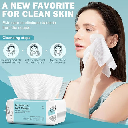 Face Towels, Disposable Face Towel 100 Count, Makeup Remover Dry Wipes