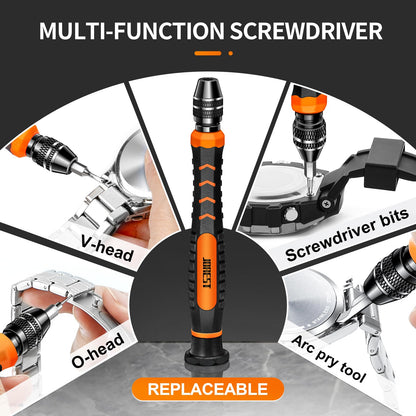 【2024 New】JOREST Watch Repair Tool Kit, Battery Replacement & Strap Adjustment, Wrench Opening Back Cover, Case Opener, Link Remover, Bracelet Resizing, Band Pin Removal, Screwdriver, Spring Bar