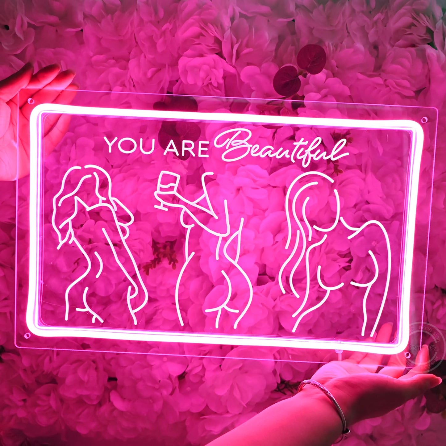 Britrio Lady Back Neon Sign Pink Neon Wall Art Decor You Are Beautiful LED Night Light for Girl Bedroom Man Cave Home Bar Pub Store Home Party Decor Women Birthday Gifts 15.75 IN