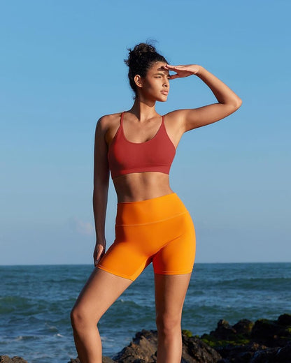 Sports Bras for Women - Sexy Crisscross Back Seamless Design | Medium Support with Removable Pads