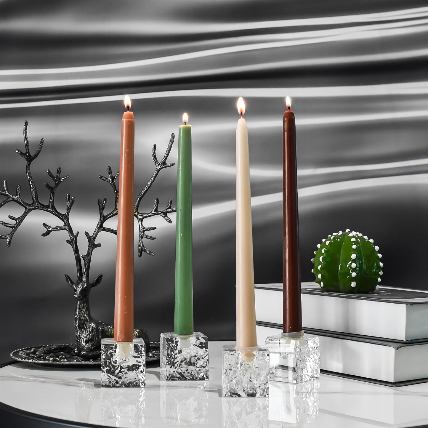 Kitcom Crystal Tea Light Candle Holders Pack of 4 for Tabletop Home Decor W1.97'' X H1.77'', Comes with Gift Box