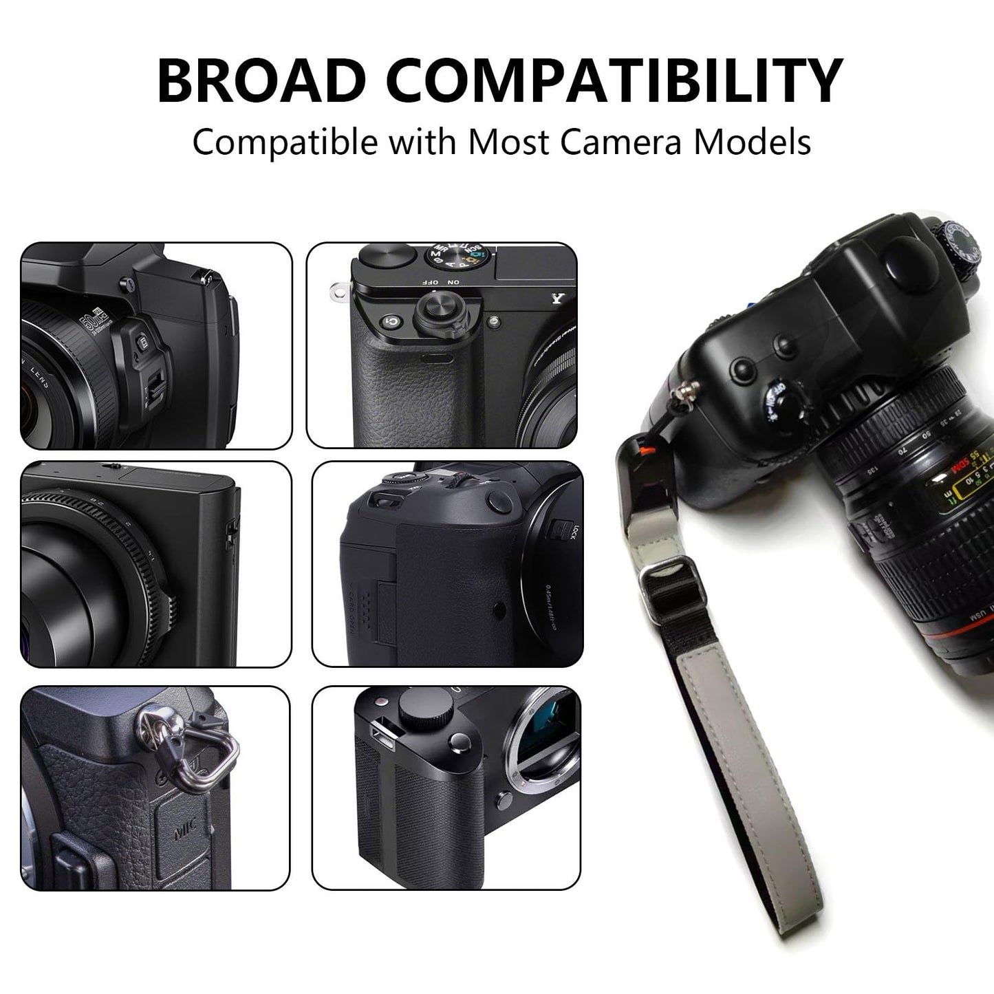 Camera Wrist Strap with Quick Release & Anti Drop Lock, Adjustable Secure Hand Strap for DSLR Cameras (Compatible with Canon, Nikon, Sony)