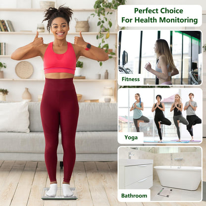 ZOETOUCH Scale for Body Weight Digital Bathroom Scale Accurate Weighing Machine for People, High Precision Bath Scale, Step On, Tempered Glass LCD Display Batteries and Tape Measure Included, 400lbs