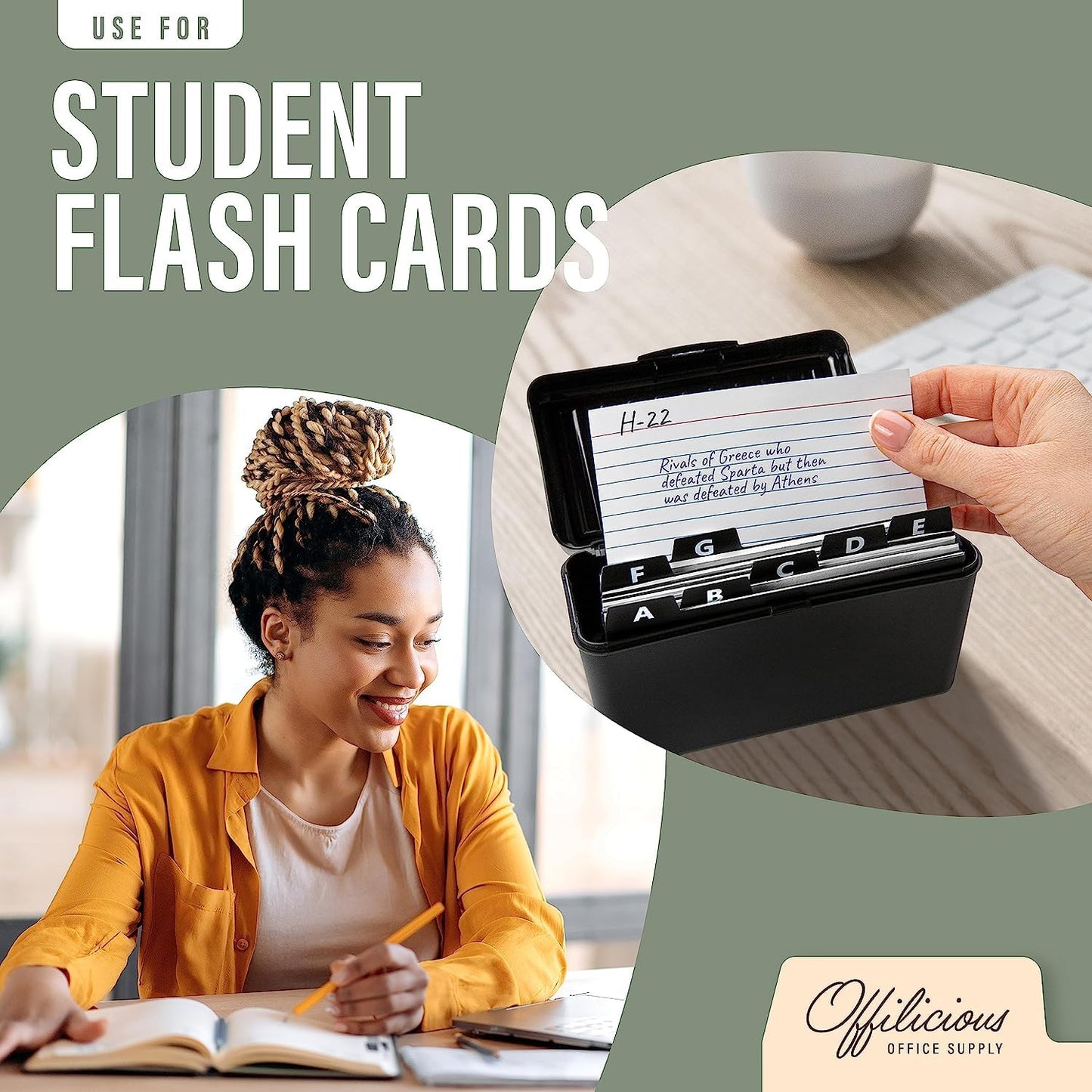 OFFILICIOUS 4x6 Index Card Holder Dividers - 25 Plastic Black Index Card Dividers with Alphabet Tabs - Index Card Organizer, Index Cards, Index Card File Box, Trading Card Dividers, 5 Tab Dividers
