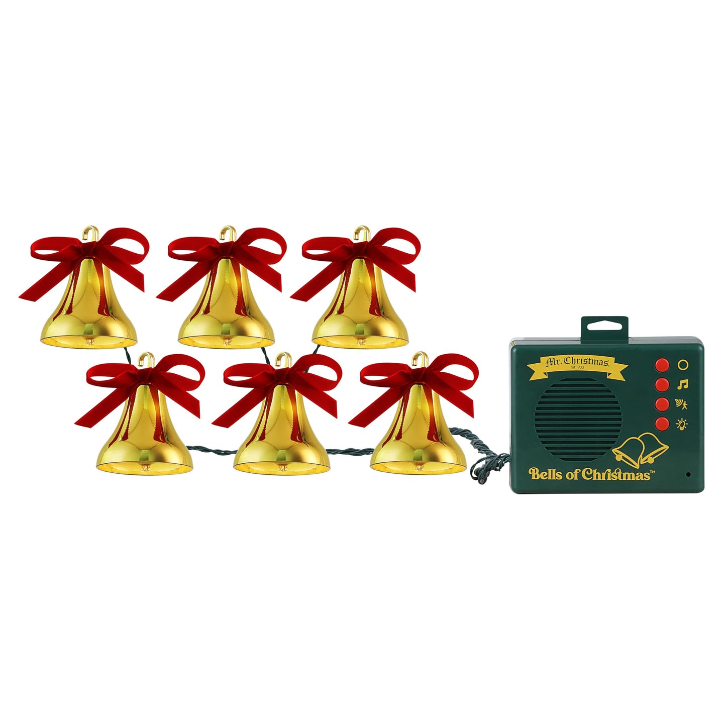 Mr. Christmas Musical Bells of Christmas with LED Lights, Motion Sensor, and 15 Holiday Carols Battery Operated