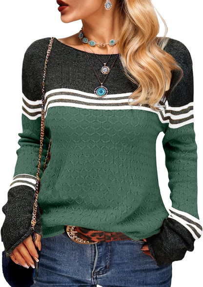 Womens Sweaters Fall 2025 Fashion Boho Trendy Lightweight Pullover Crew Long Sleeve Cute Tops for Women Winter Outfits
