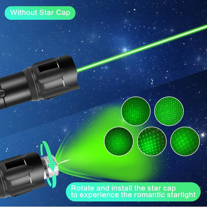 FUIIKEEM Long Range Green Laser Pointer - High Power Flashlight with Laser Pointer - Rechargeable, Star Cap for Astronomy, Construction, Outdoor Adventures