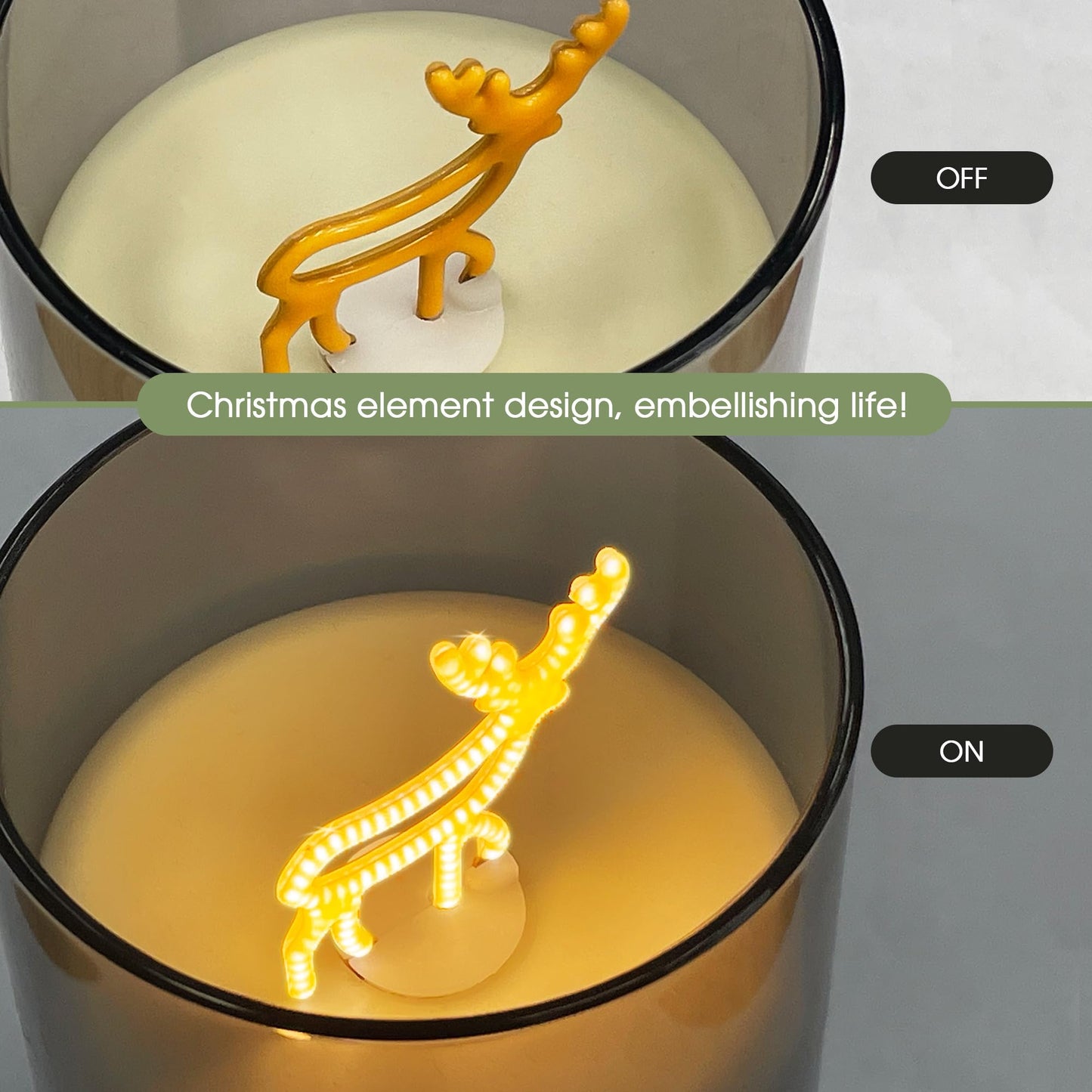 L LOHAS LED Electronic Candle Night Lights with Remote, 3-Pack Reindeer LED Flameless Candles, Battery Operated Flickering Night Light, 5 Brightness Levels & Timer, for Holiday Home Decor