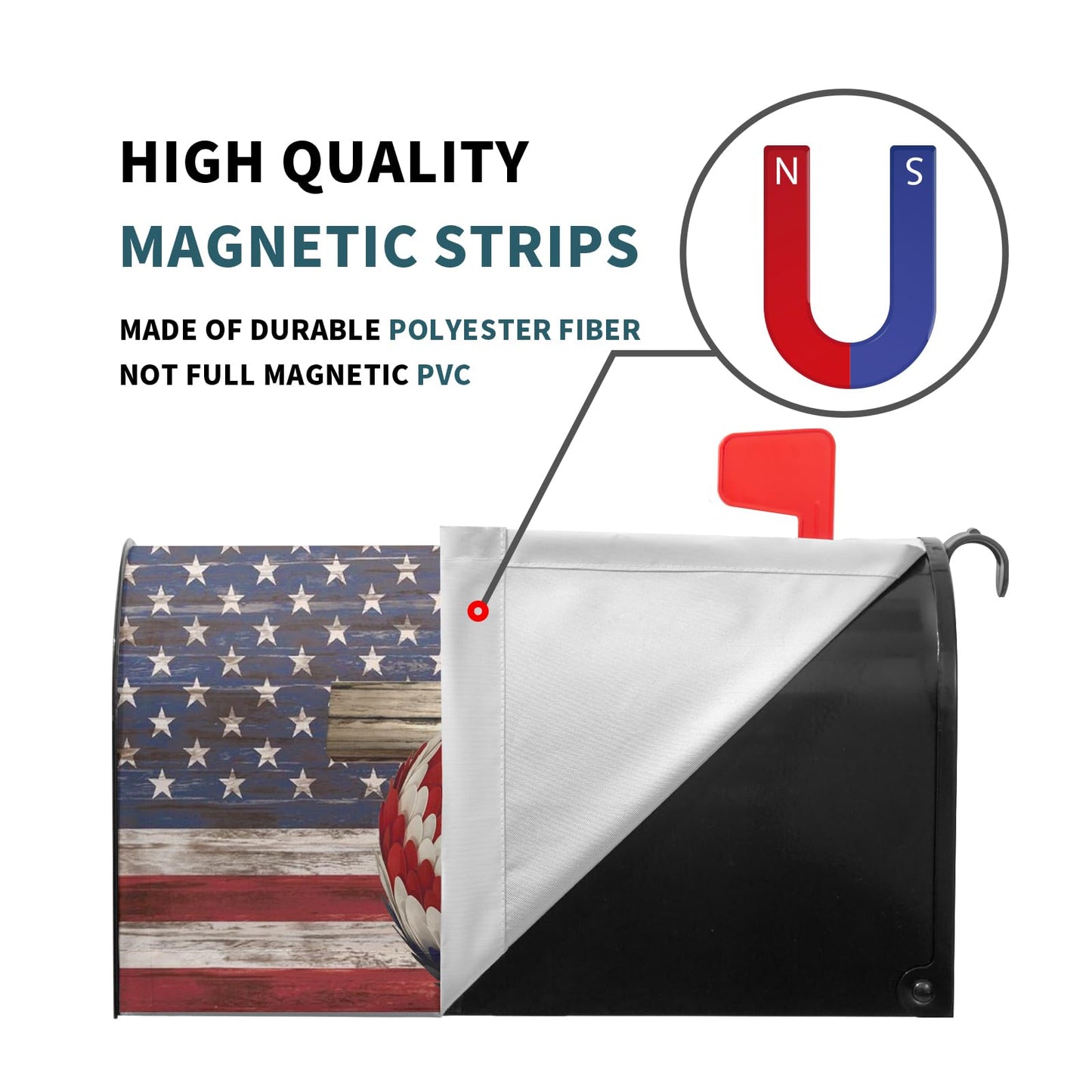 USA American Flag Patriotic Mailbox Cover Magnetic Independence Day Mailbox Cover Standard Size 25.5 x 21 4th of July Memorial Day Mailbox Wrap Post Letter Box Cover Decorative for Home Outdoor Garden