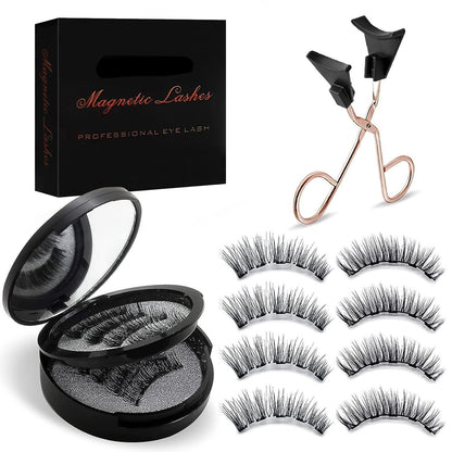 Magnetic Eyelashes, Effectively 3D Natural Look False Lashes without Eyeliner, Reusable & Light Weight Magnetic Eyelashes with Applicator No Glue