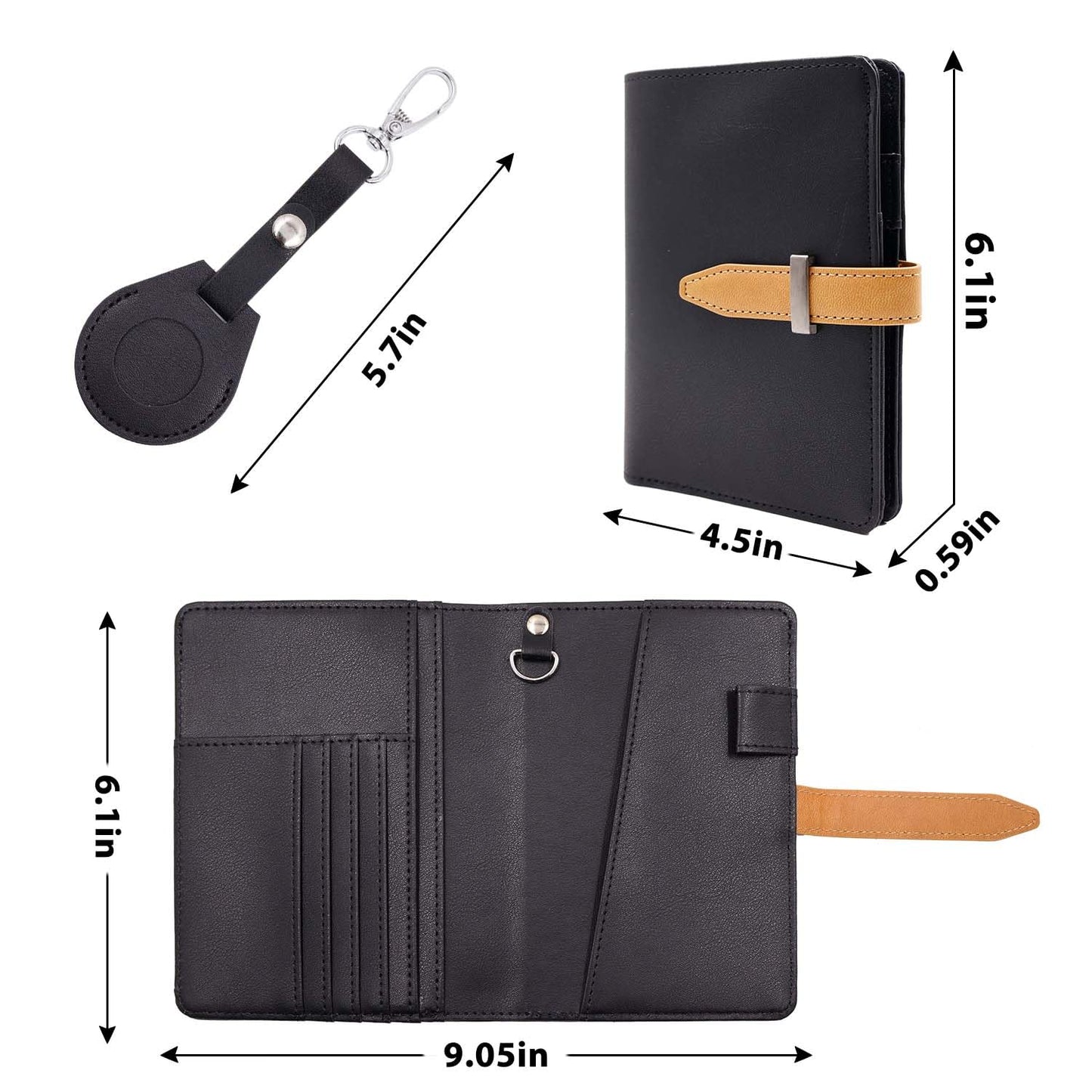 Deziliao Passport wallets, Mulit-purpose RFID Blocking Passport Holder AirTag Wallet, Travel Wallet（Black）