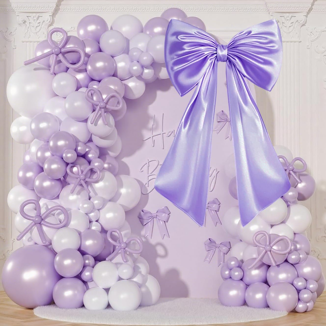 JUICYRAUL 23x35 Inch Large Purple Satin Bow,Giant Ribbon Tie for Coquette Room, Xmas Tree, Birthday, Graduation, Wedding Proposal & Baby Shower Decor