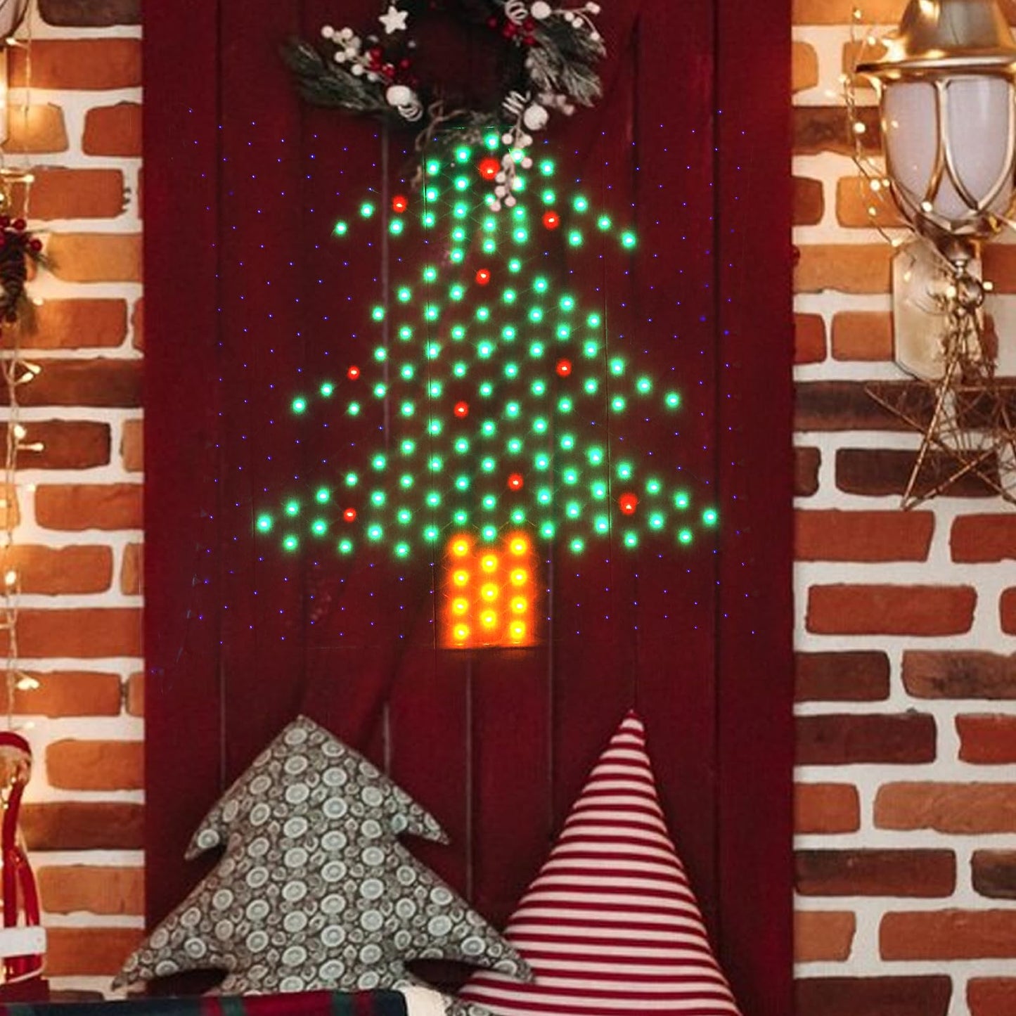 Leisure world LED Christmas Tree Window Silhouette Lights,USB Operated LED Net Outdoor Mesh Lights with Timer, 8 Modes for Indoor Outdoor Holiday Xmas Party Decor