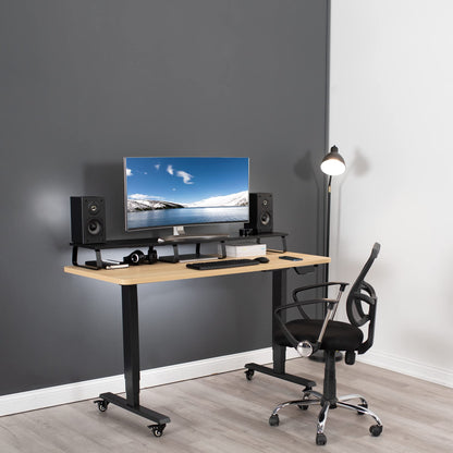VIVO 55 inch Extra Long Monitor Stand, Wood & Steel Desktop Riser, Multi Screen, TV, Keyboard, Laptop, Ergonomic Desk and Tabletop Organizer, Black, STAND-V000D5