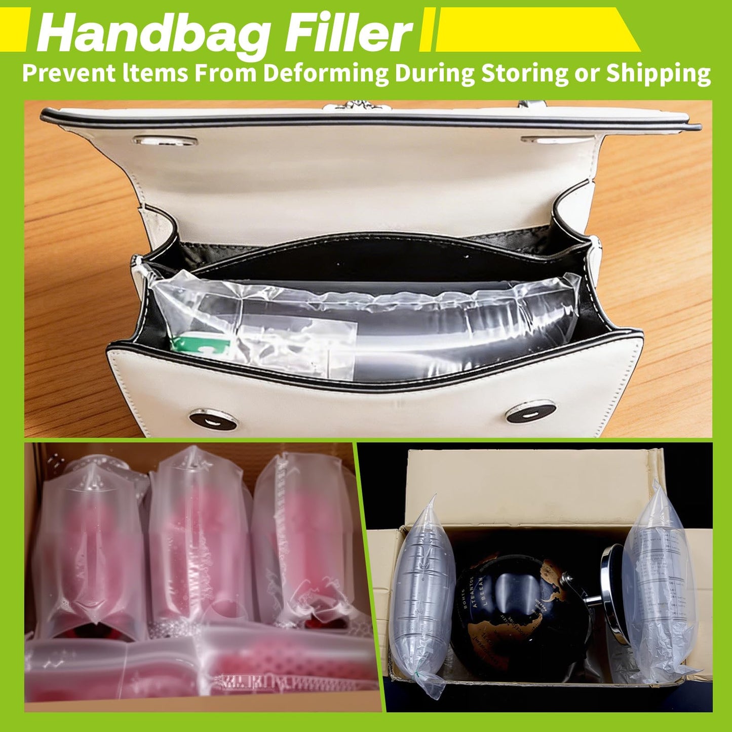 150 Count Packing Air Pillows for Shipping with Pump Inflatable Shipping Supplies Box Filler Alternative to Packing Peanuts for Size 3.54" x 7.87"