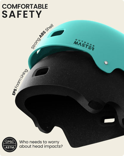 OutdoorMaster Skateboard Cycling Helmet - Two Removable Liners Ventilation Multi-Sport Scooter Roller Skate Inline Skating for Kids, Youth & Adults - S - Mint Green