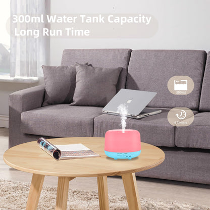 Oil Diffuser Humidifier 300ML,Electric Ultrasonic Air Aroma Diffusers Vaporizer,Scent Mist Defuser with Remote,Auto-Off,7led Color Changing Light for Large Bed Room,Home,Office