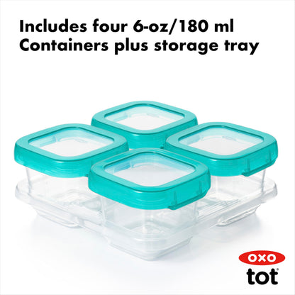 OXO Tot Baby Blocks Food Storage Containers, Teal, 6 oz