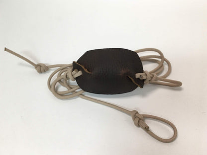 Desert Sand Paracord and Leather Cupped Pouch Shepherd Sling Handmade by David The Shepherd